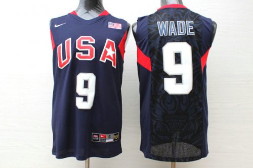 Nike Dwyane Wade 9 Team USA Basketball 2008 Olympics Jersey Blue